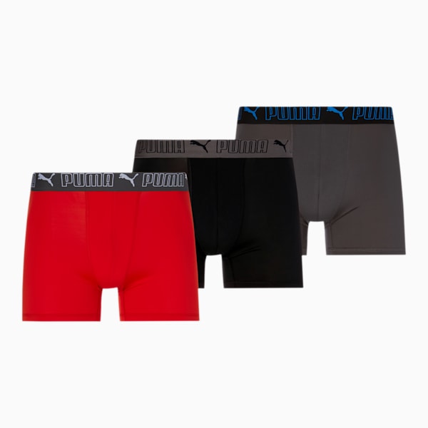 Men's Training Fit Boxers [3 Pack], RED / GREY, extralarge